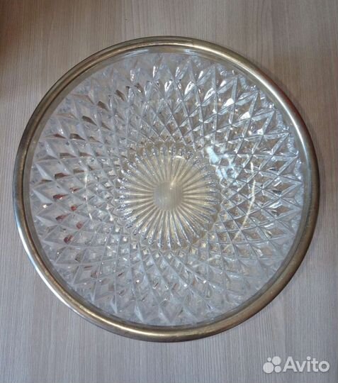 Чаша хрустальная с металлическим ободком, СССР