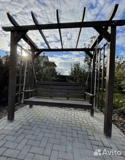 Качели садовые с перголой