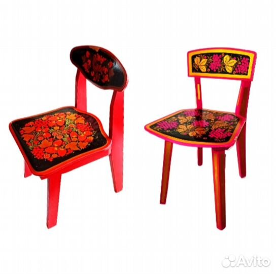 Стулья Хохлома СССР Ягоды/Птица, Ягоды/зол.листья