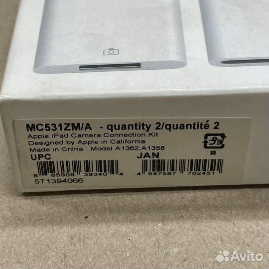 Apple iPad camera connection kit MC531ZM\A