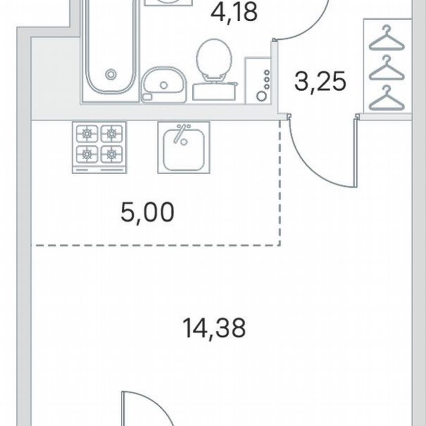 Квартира-студия, 27,8 м², 3/8 эт.