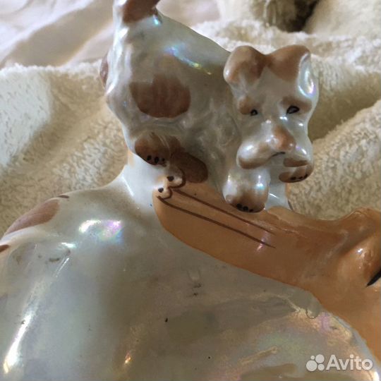 Редкая Пепельница фарфор Охотник и собака СССР