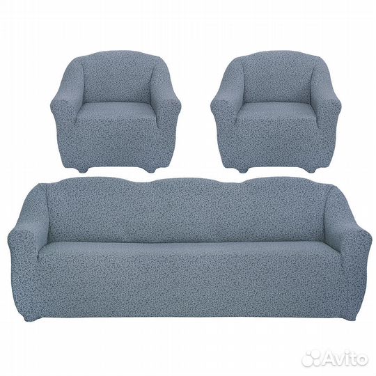 Чехлы на диван и 2 кресла набор без оборки, Серый