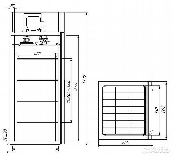 Холодильный шкаф Carboma с глухими дверьми