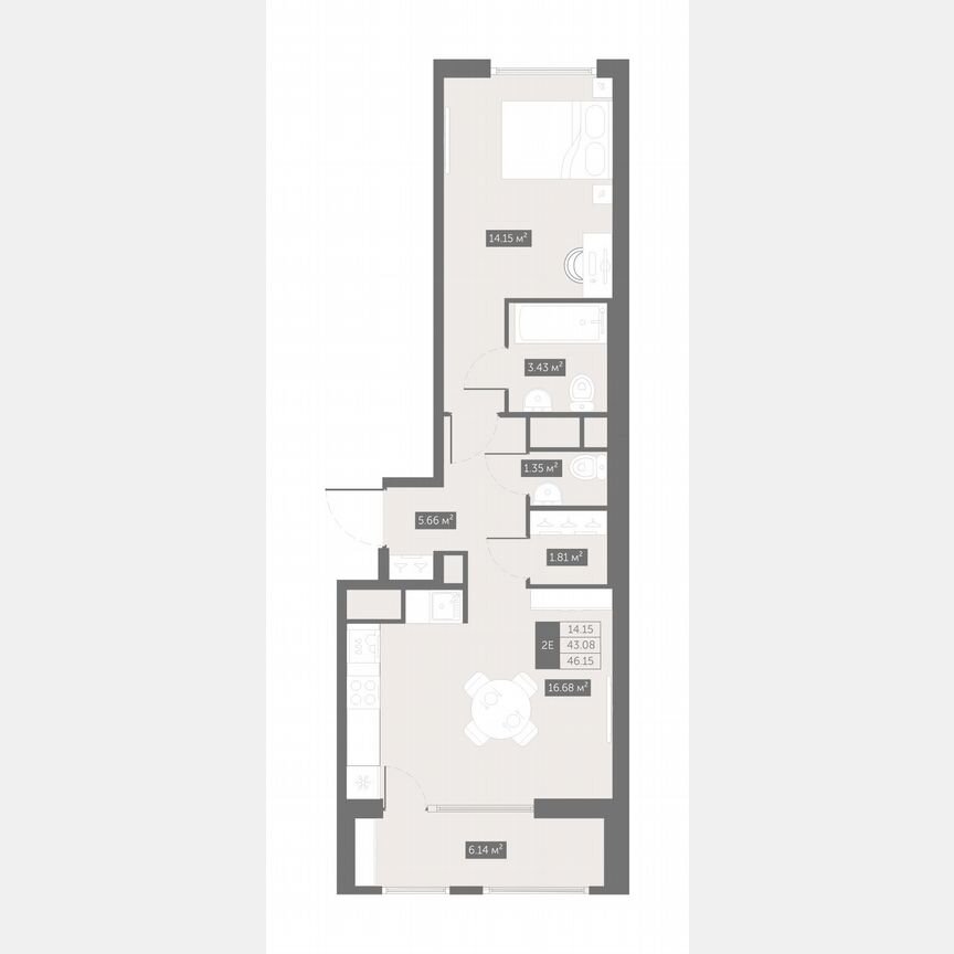 1-к. квартира, 46,2 м², 6/10 эт.