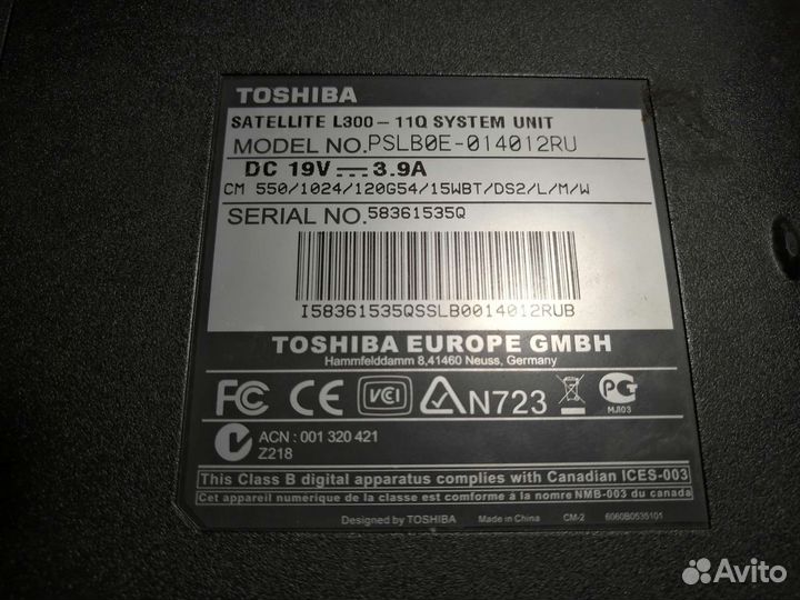 Ноутбук Toshiba Satellite L300-14X