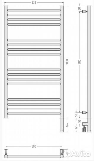 Сунержа Богема 3.0 прямая 1000х500 мэм правый Шамп
