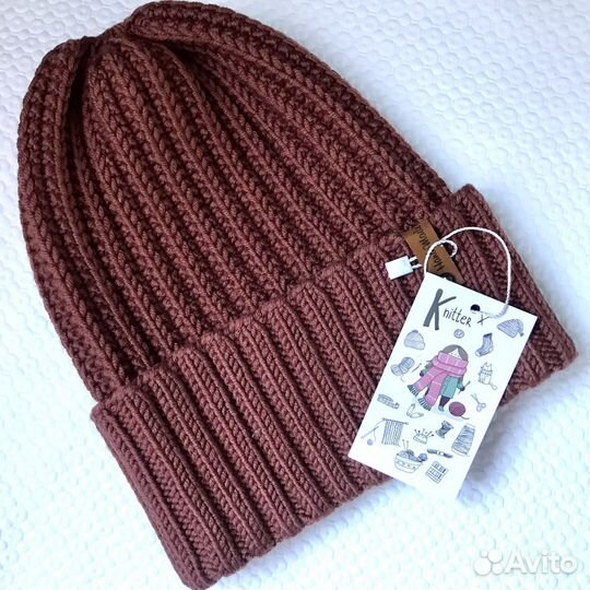 Вязаная шапка «тыковка» ручной работы