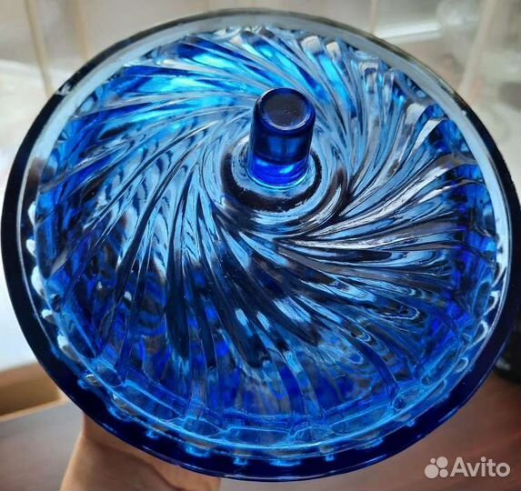 Сахарница вазочка для конфет кобальтовое стекло