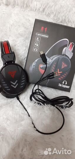 Наушники игровые Cyber A1 Подсветка Микрофон 2Jack