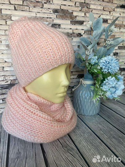 Комплект шапка и снуд женский