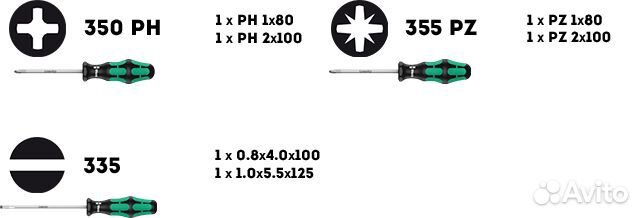 Набор отверток wera Kraftform Plus Lasertip 105622