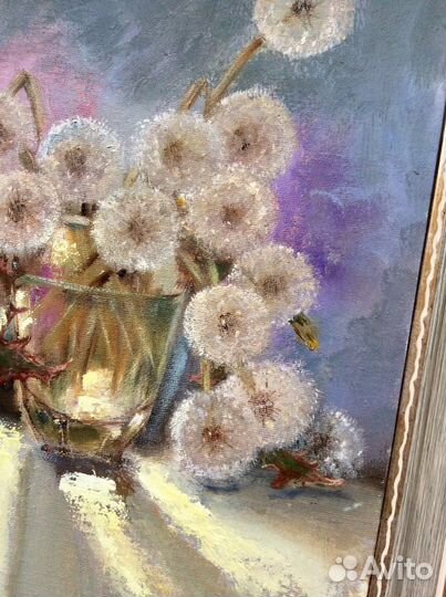 Картина маслом Одуванчики, натюрморт с цветами
