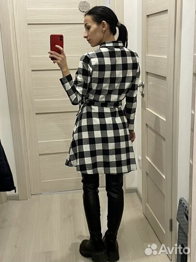 Платье хлопок чёрно-белое в клетку