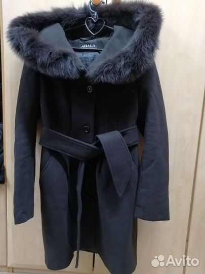 Пальто женское зимнее, драп, с капюшоном 44 размер