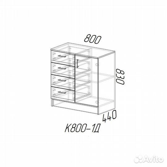 Комод К800-1Д - Белый гладкий