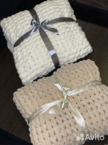 Плед пушистый, вязаный (alize) ручной работы