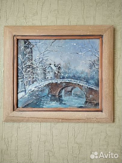 Картина Зимний пейзаж, масло, холст