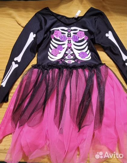 Костюм комбинезон и платье скелет hm