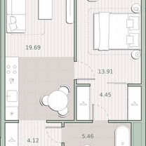 1-к. квартира, 47,6 м², 19/30 эт.