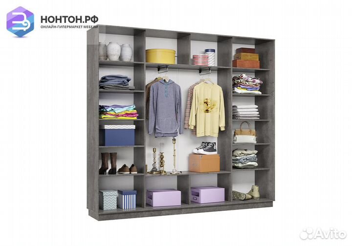 Шкаф-купе трёхдверный Электра с 2 зеркалами бетон