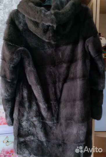 Шуба норковая с капюшоном