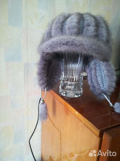 Шапка норковая вязанная женская