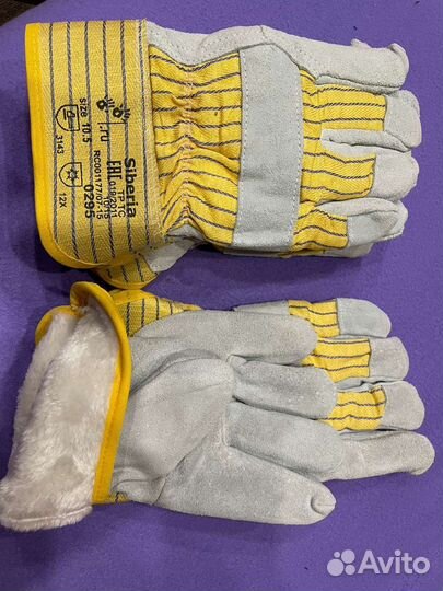 Перчатки спилковые утепленные