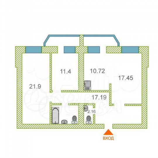 2-к. квартира, 87 м², 13/16 эт.