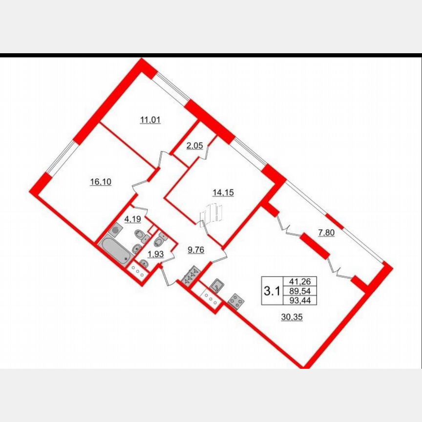3-к. квартира, 89,8 м², 11/17 эт.