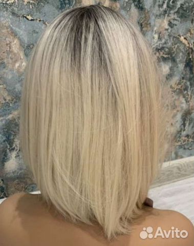 Новый женский парик без чёлки блонд омбре