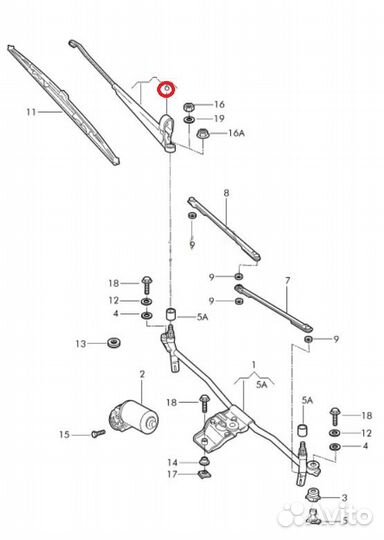 Крышка поводка стеклоочистителя передняя Pointer