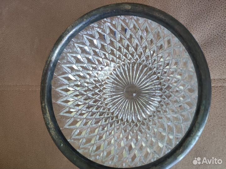 Хрустальная ваза конфетница, салатник, мельхиор