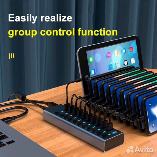 USB 3.0 хаб на 11 портов с доп питанием 12В 3А