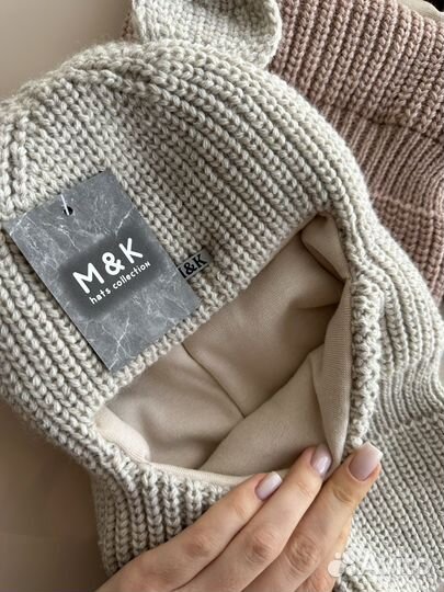 Шапка шлем мишка детская зима