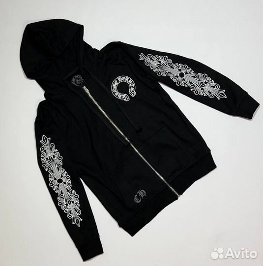 Черный зип худи Chrome Hearts