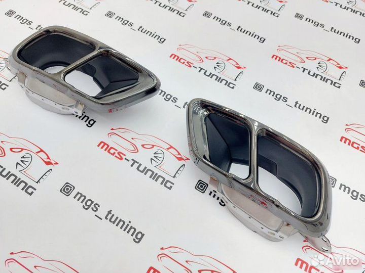 Двойные черные насадки на BMW X5/X6/X7 G05/G06/G07