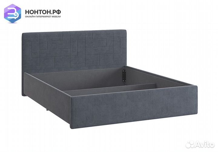 Кровать Лора 2 1.6 м серо-синяя
