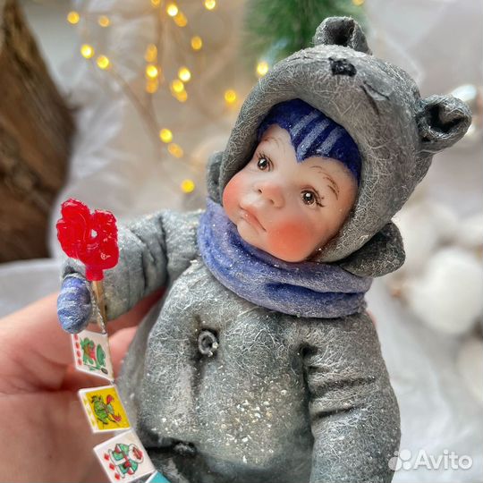 Ватная елочная игрушка