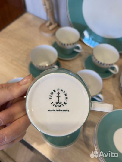 Сервиз чайная пара тарелки Fine Chine Lichte GDR