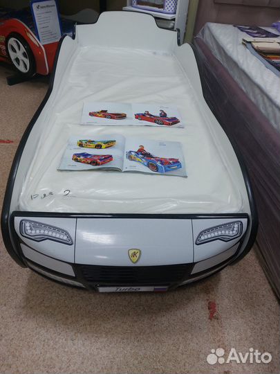 Кровать машина детская Турбо белая 2