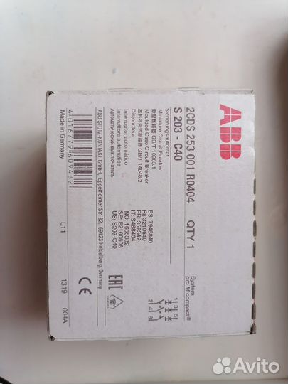 Автоматический выключатель ABB 3-полюсный S203C40