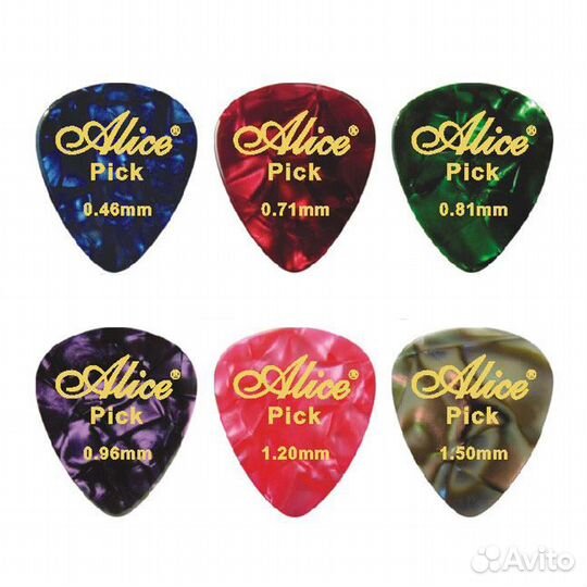 AP-600K Медиаторы, целлулоид, 6 толщин 0.46-1.50мм, 600шт, Alice