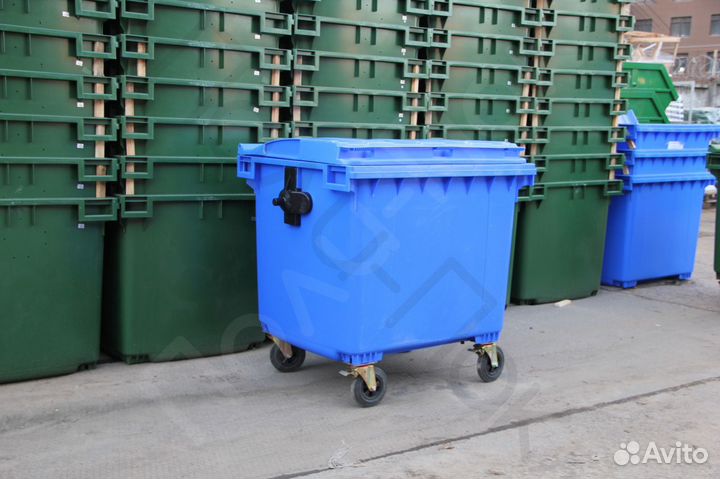 Пластиковый мусорный контейнер 1100л R2715