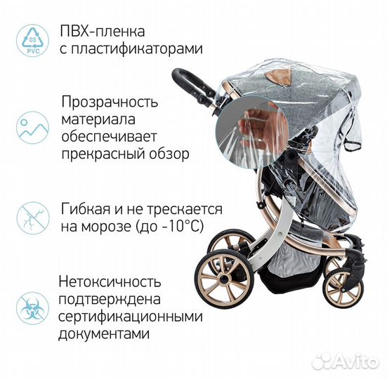 Дождевик на прогулочную коляску roxy-kids новый