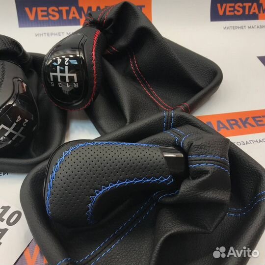 Ручка кпп 2110-2112 стиль Веста Антихром (в коже)