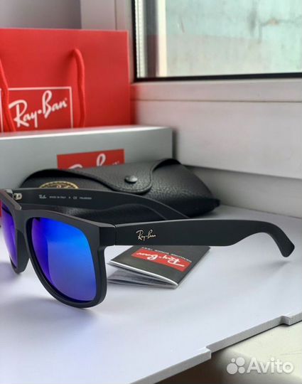Очки ray ban justin Polaroid зеркальные синие