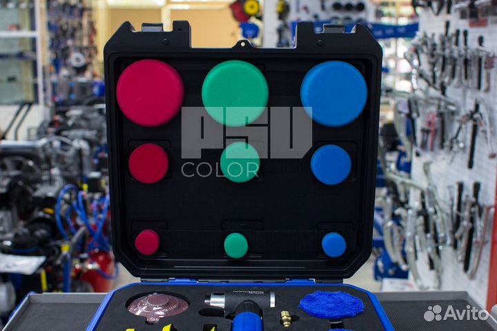 Пневмошлифмашинка угловая орбитальная, с насадками