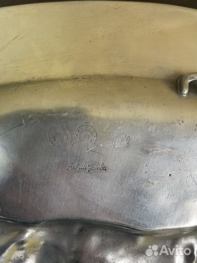 Антикварное парное оловянное панно