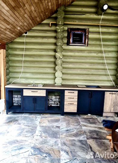 Кухня лофт из дерева и металла в стиле лофт